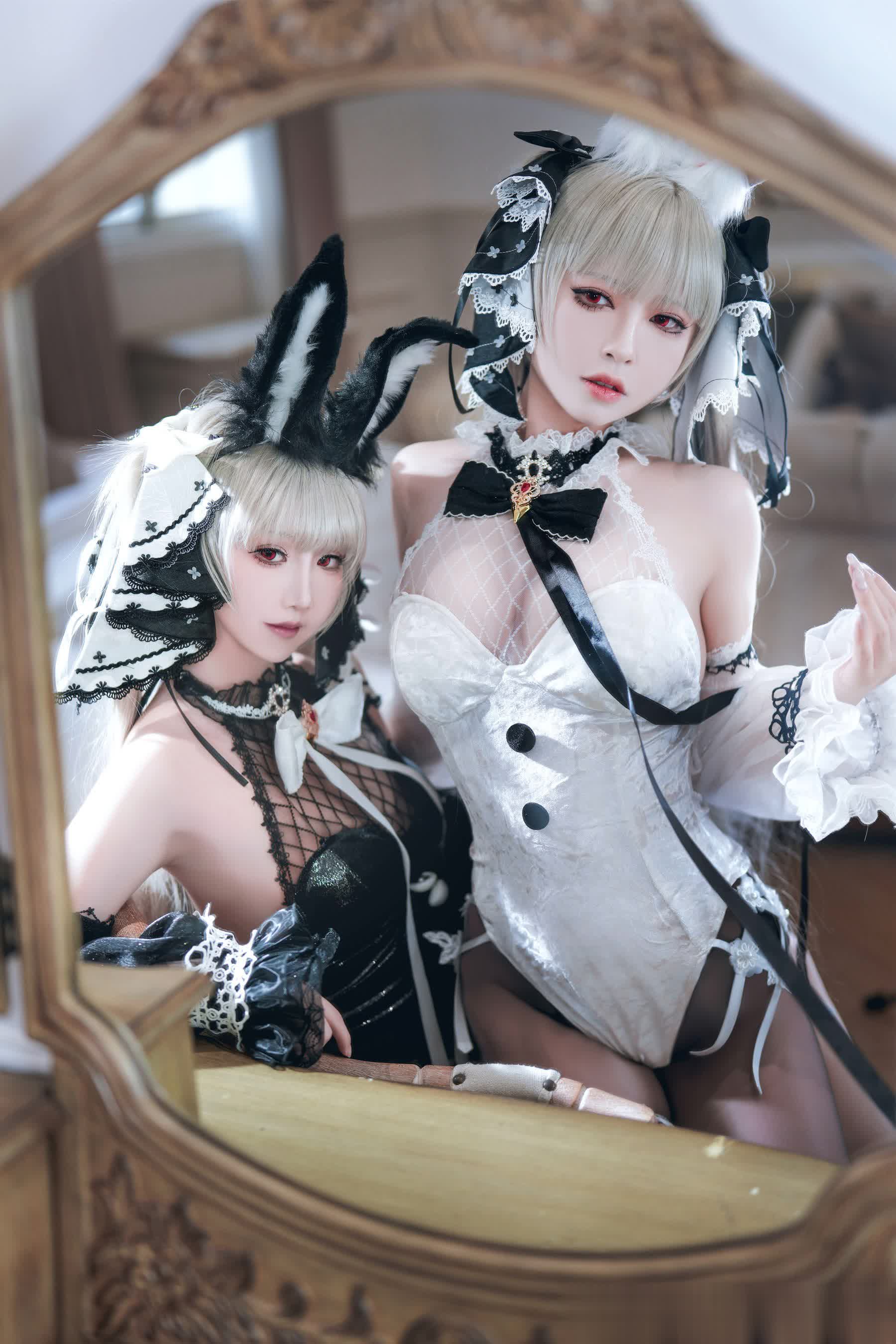 S[COS系]  正片 面饼仙儿&半半子 – 可爱人气Coser cosplay 碧蓝航线 可畏兔兔 33P