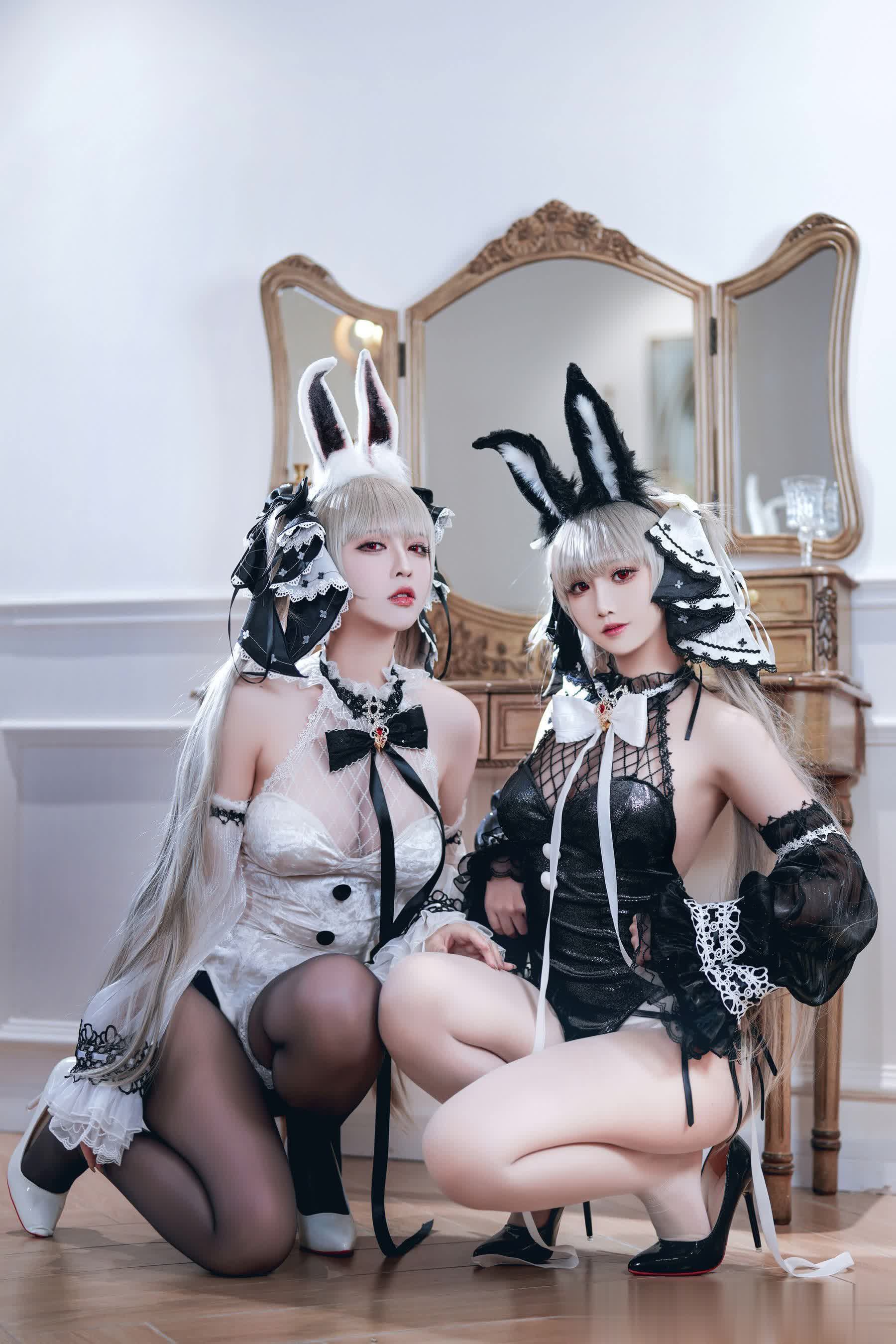 S[COS系]  正片 面饼仙儿&半半子 – 可爱人气Coser cosplay 碧蓝航线 可畏兔兔 33P
