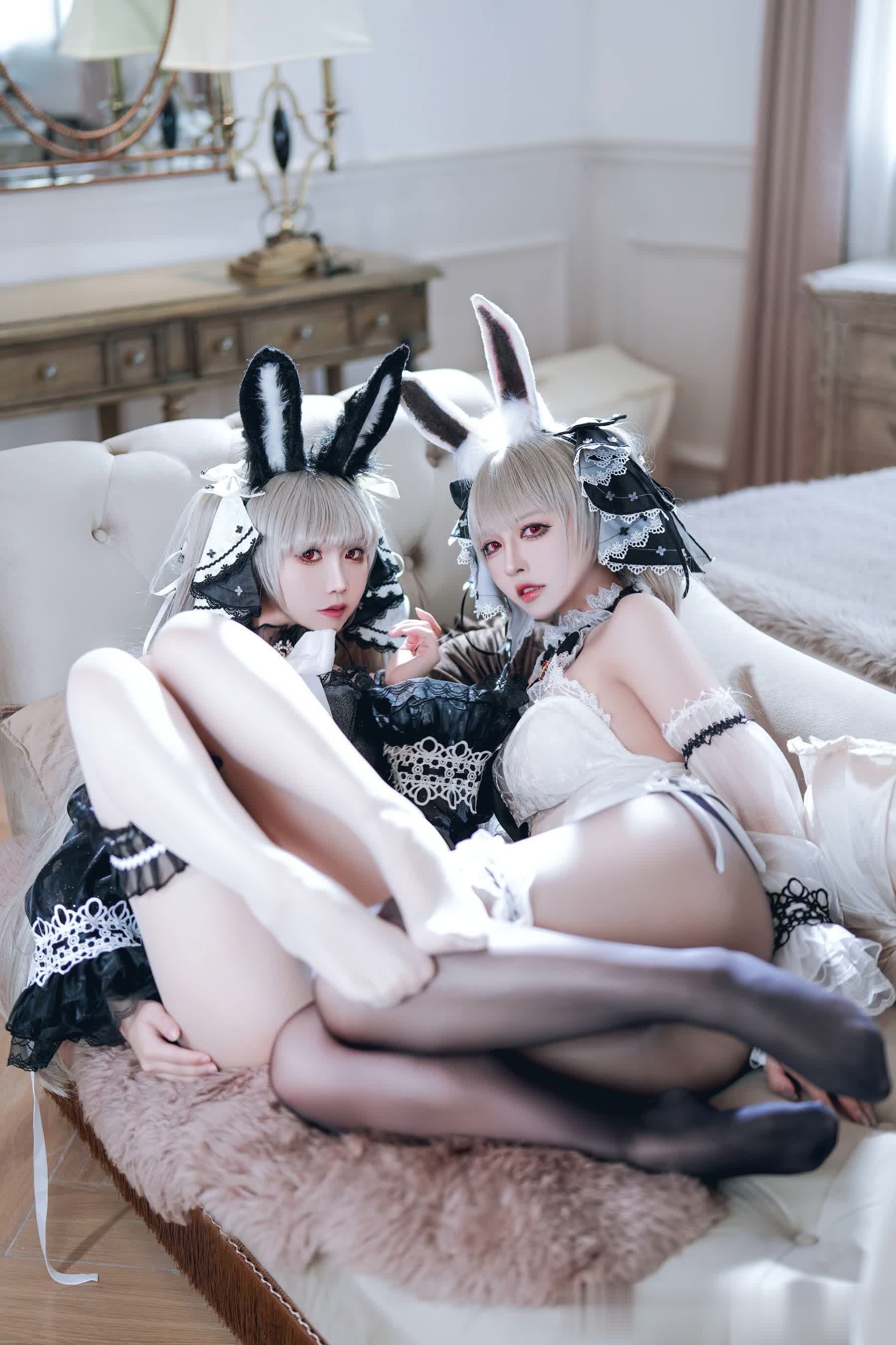 S[COS系]  正片 面饼仙儿&半半子 – 可爱人气Coser cosplay 碧蓝航线 可畏兔兔 33P