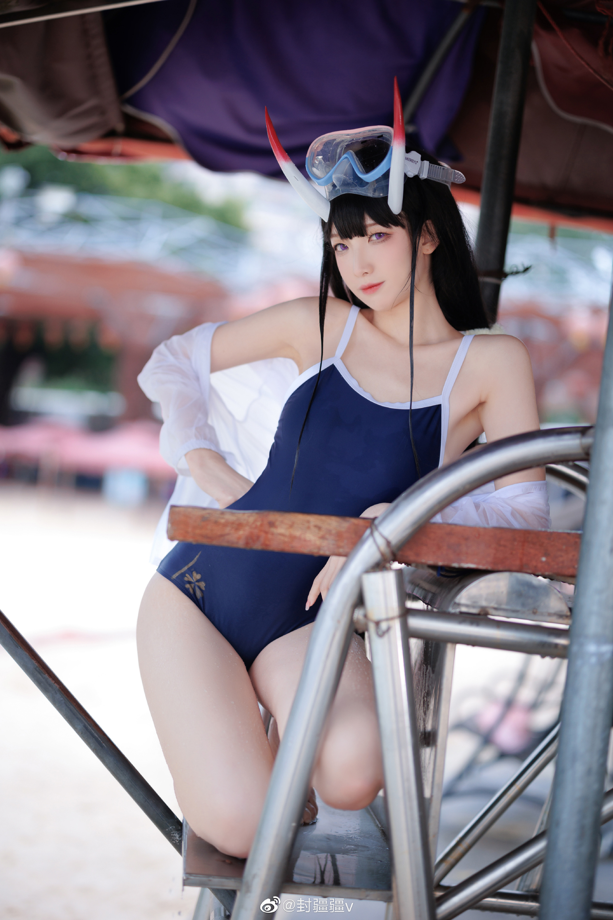 S[COS系] 封疆疆v  @碧蓝航线 cos 🌴🌊能代「阳光·沙滩·假日」泳装写真正片 鉴赏