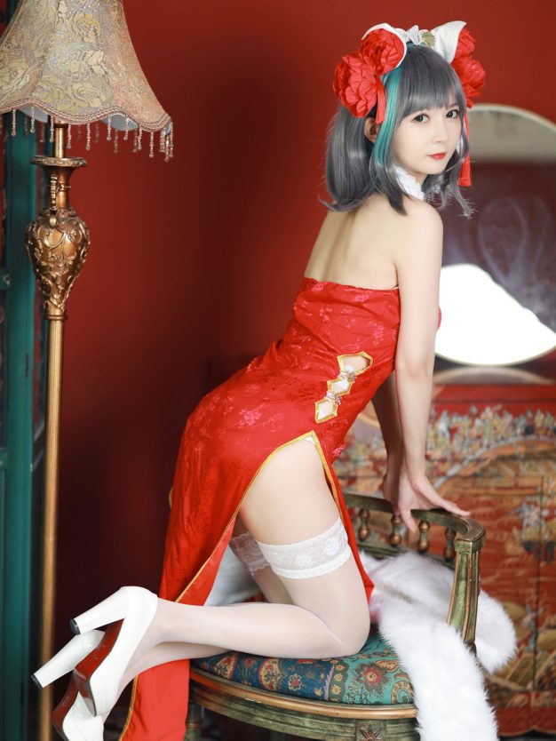 S[COS系] 51酱 COSPLAY《碧蓝航线》柴郡 新春旗袍 正片欣赏